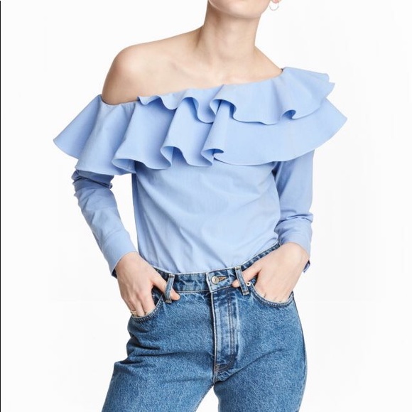 H&M one-shoulder ruffle blouse - Picture 1 of 9